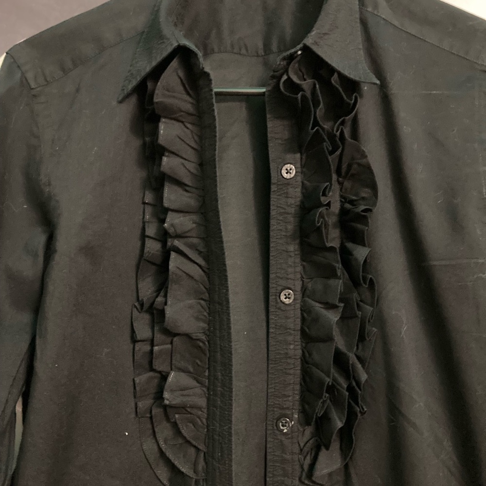 Black quite sheer Lauren Ralph Lauren tuxedo shirt.  Size S.